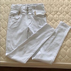 White jeans with diamonds on it